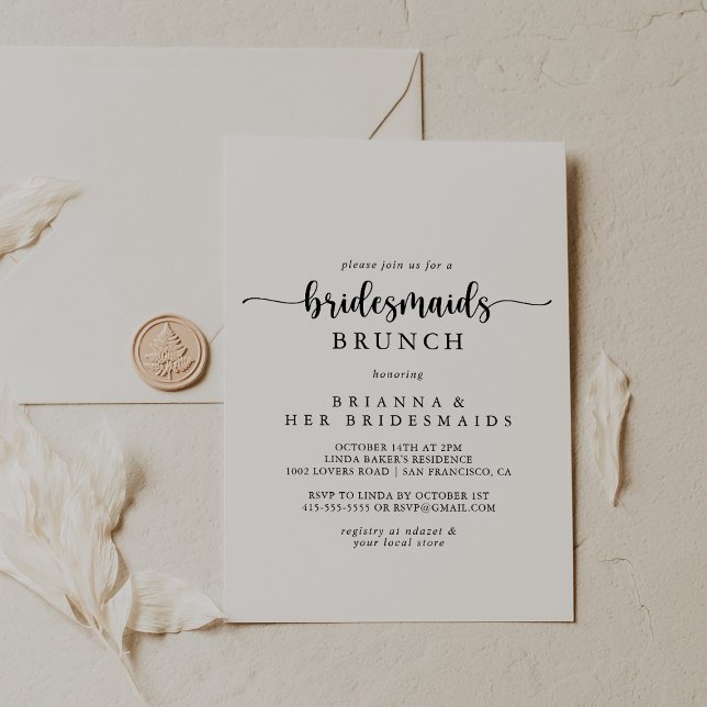 Minimalistische Kalligrafie-Bridesmaids Brunch-Dus Einladung (Von Creator hochgeladen)