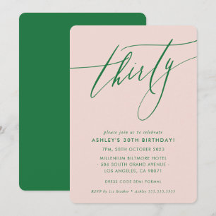 MINIMALISTISCHE Kalligrafie-Chic 30. Party rot Grü Einladung