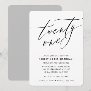 MINIMALISTISCHE Kalligrafie chic stilvoll 21. Gebu Einladung