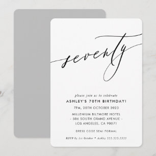 MINIMALISTISCHE Kalligrafie chic stilvoll 70. Gebu Einladung