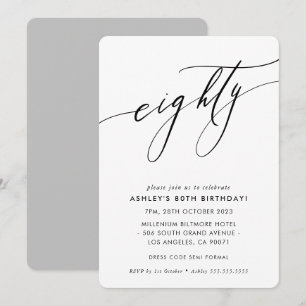 MINIMALISTISCHE Kalligrafie chic stilvoll 80. Gebu Einladung