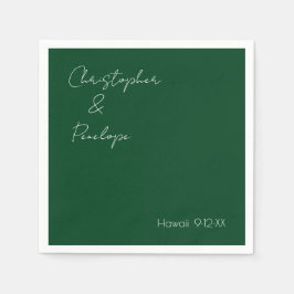 Minimalistische Kalligrafie Dark Emerald Wedding Serviette