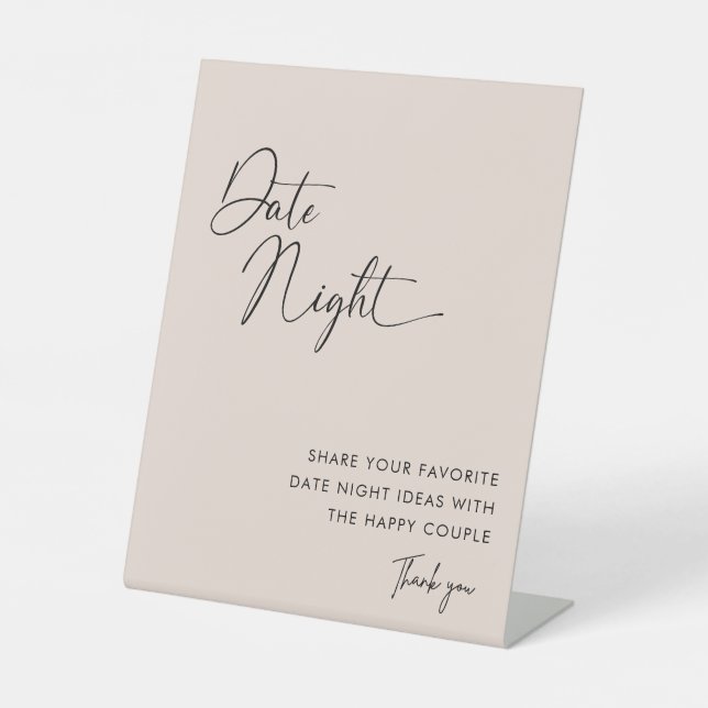 Minimalistische Kalligrafie Datum Nachttischlampen Sockelschild (Vorderseite)