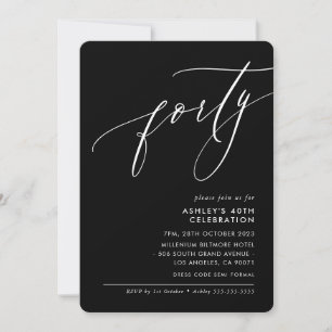 MINIMALISTISCHE Kalligrafie elegant 40. Party schw Einladung