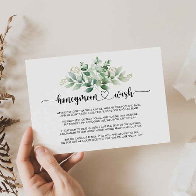 Minimalistische Kalligrafie Eucalyptus Honeymoon W Begleitkarte (Von Creator hochgeladen)
