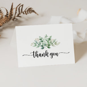 Minimalistische Kalligrafie Eukalyptus-Hochzeit Dankeskarte