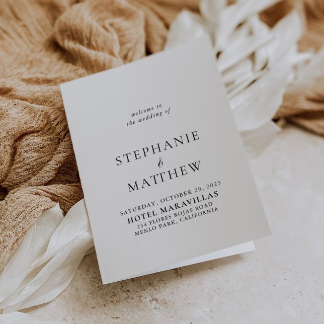 Minimalistische Kalligrafie-FaltenWedding Programm (Von Creator hochgeladen)