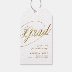 Minimalistische Kalligrafie-Foto aus Weiß und Gold Geschenkanhänger
