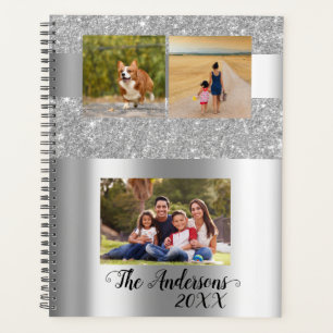 Minimalistische Kalligrafie Foto Familie Silber Planer