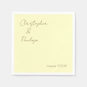 Minimalistische Kalligrafie Hellgelbe Hochzeit Serviette
