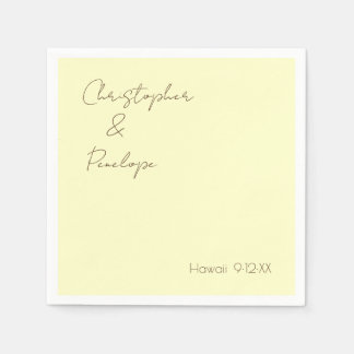 Minimalistische Kalligrafie-Hellgelbe Hochzeit Serviette