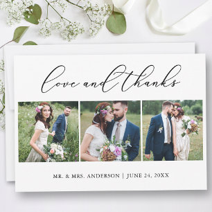 Minimalistische Kalligrafie Hochzeit 3 Fotos Liebe Dankeskarte