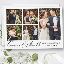 Minimalistische Kalligrafie Hochzeit 5 Foto Liebe Dankeskarte