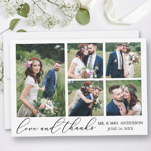 Minimalistische Kalligrafie Hochzeit 5 Fotos Liebe Dankeskarte