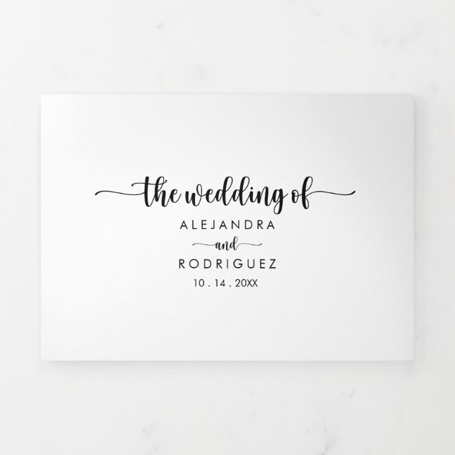 Minimalistische Kalligrafie-Hochzeit Dreifach Gefaltete Einladung (Cover)