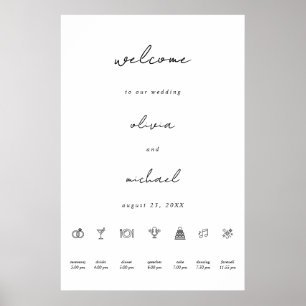 Minimalistische Kalligrafie Hochzeits-Willkommensp Poster