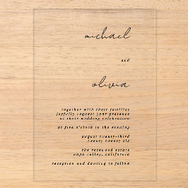 Minimalistische Kalligrafie-Hochzeitseinladung Acryleinladungen