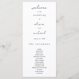 Minimalistische Kalligrafie-Hochzeitsprogramm Programm