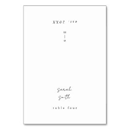 Minimalistische Kalligrafie Hochzeitstisch Platzka Tischnummer