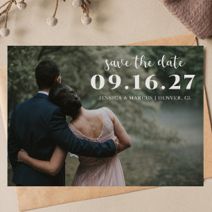 Minimalistische Kalligrafie Horizontales Hochzeits Save The Date