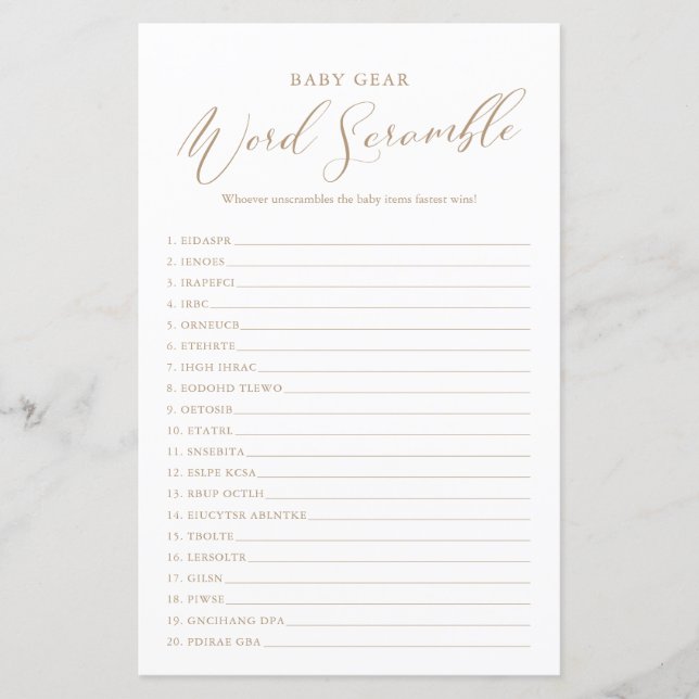 Minimalistische Kalligrafie Kinderdusche Word Scra (Vorderseite)