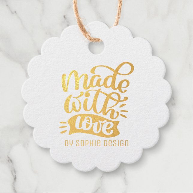 Minimalistische Kalligrafie mit Liebe individuell  Geschenkanhänger (Vorderseite)