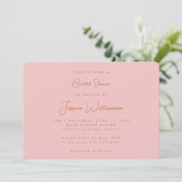 Minimalistische Kalligrafie Niedlich Pink-Brautpar Einladung