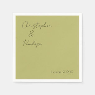 Minimalistische Kalligrafie Oliven Grün Reise Hoch Serviette