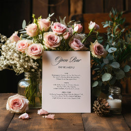 Minimalistische Kalligrafie Open Bar White Wedding Sockelschild