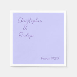 Minimalistische Kalligrafie Periwinkle Travel Wedd Serviette