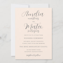 Minimalistische Kalligrafie Rosa Hochzeit Einladung