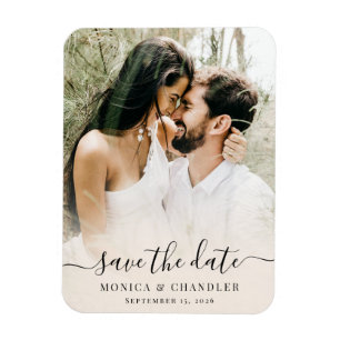 Minimalistische Kalligrafie-Schrift Foto Save-the- Magnet