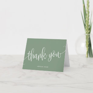Minimalistische Kalligrafie-Schrift Sage Green Dankeskarte