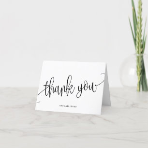 Minimalistische Kalligrafie-Schrift Schwarz und We Dankeskarte