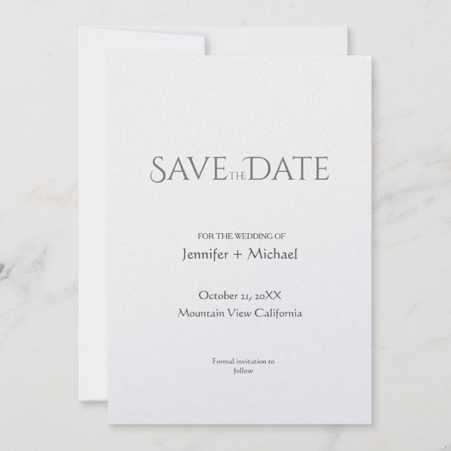 Minimalistische Kalligrafie-Schrift zur Hochzeitss Save The Date (Vorderseite)