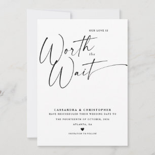 Minimalistische Kalligrafie Schwarz & Weiß Hochzei Save The Date