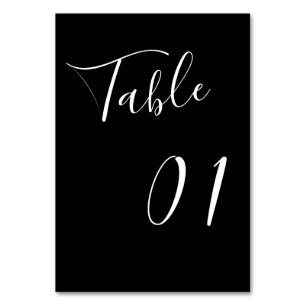 Minimalistische Kalligrafie Script Black Wedding Tischnummer