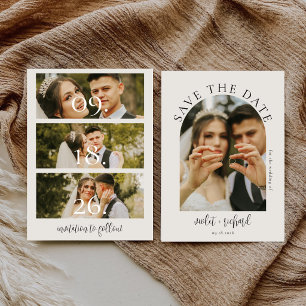 Minimalistische Kalligrafie-Script-Hochzeitsfoto Save The Date