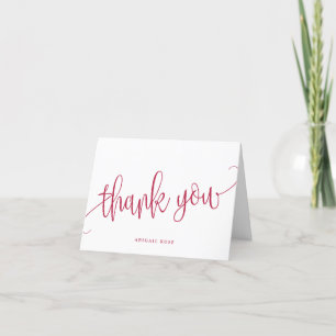Minimalistische Kalligrafie-Script Magenta Dankeskarte