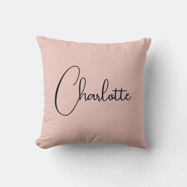 Minimalistische Kalligrafie Script Name Rose Gold Kissen (Vorderseite)