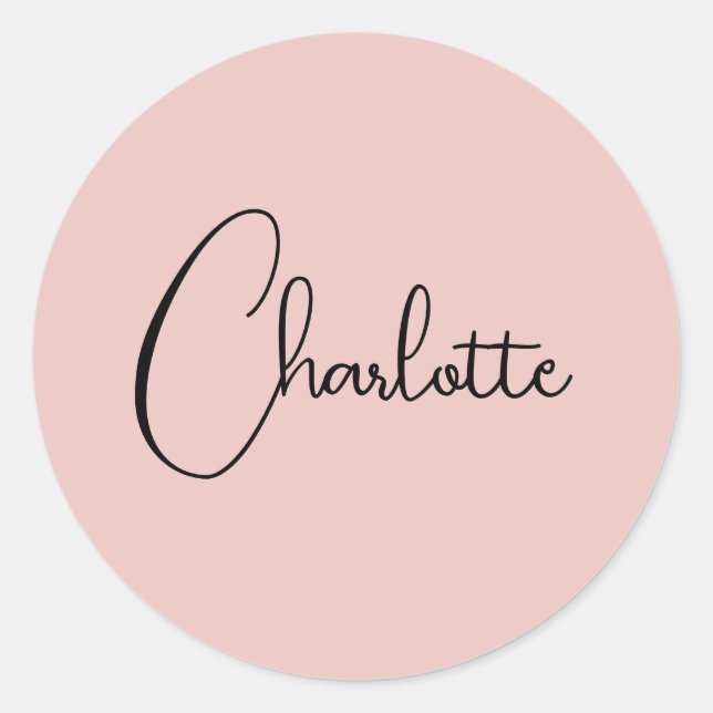 Minimalistische Kalligrafie Script Name Rose Gold Runder Aufkleber (Vorderseite)