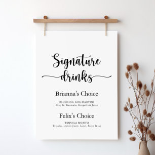 Minimalistische Kalligrafie-Signatur-Drinks-Schild Poster