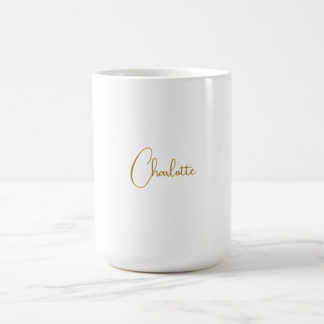 Minimalistische Kalligrafie-Skriptname Gold-Farbe Kaffeetasse (Mittel)