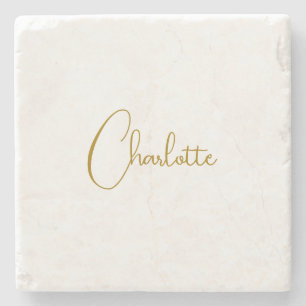 Minimalistische Kalligrafie-Skriptname Gold-Farbe Steinuntersetzer