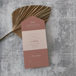 Minimalistische Kalligrafie Terracotta Wedding All In One Einladung