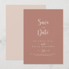Minimalistische Kalligrafie Terracotta Wedding Save The Date