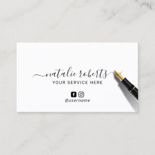 Minimalistische Kalligrafie Unterschrift Sozialmed Visitenkarte