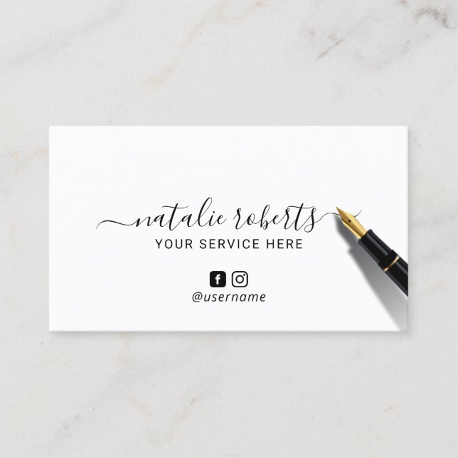 Minimalistische Kalligrafie Unterschrift Sozialmed Visitenkarte (Vorderseite)