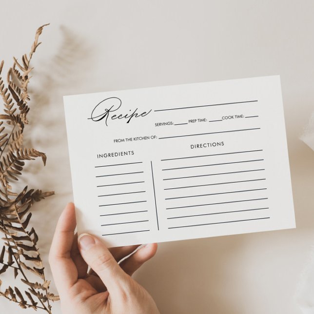 Minimalistische Kalligraphie Brautparty Rezept-Kar (Von Creator hochgeladen)