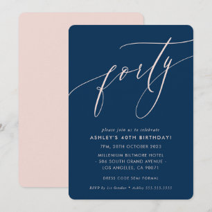 MINIMALISTISCHE Kalligraphie Chic 40. Party Seefah Einladung